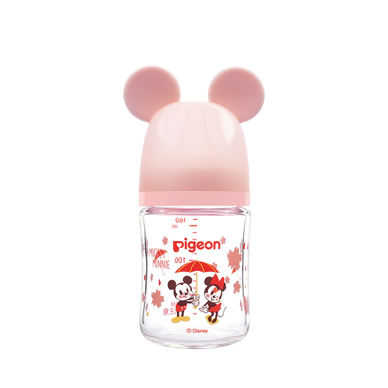 贝亲迪士尼自然实感Ⅲ宽口径玻璃彩绘奶瓶160ml（SS号奶嘴）樱花雨（6/48箱）