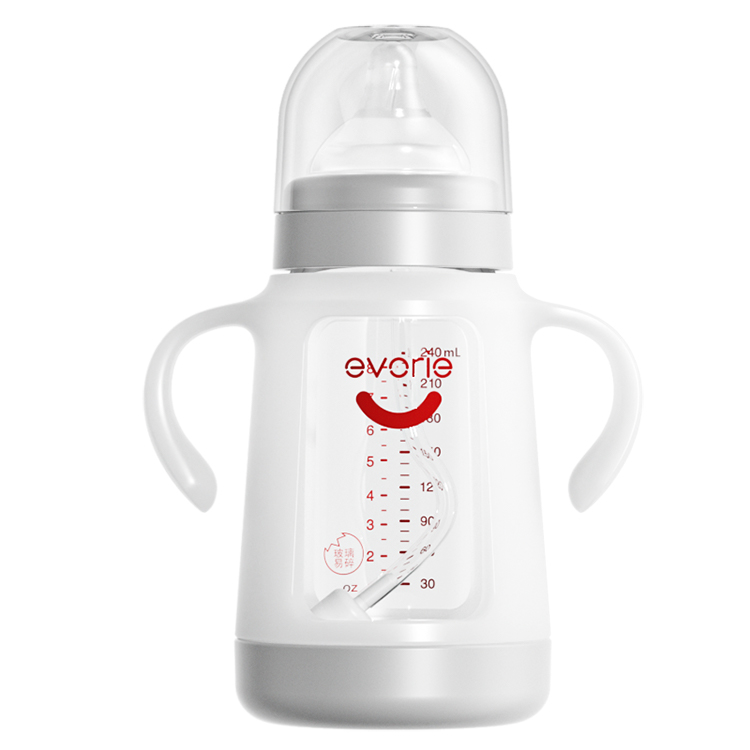 爱得利 宽口径带保护套自动玻璃奶瓶240ml （规格4*48）